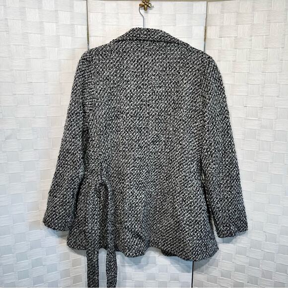 Calvin Klein Tweed Double Breasted Pea Coat Wool Blend Belted Jacket Womens 8 - Picture 13 of 16